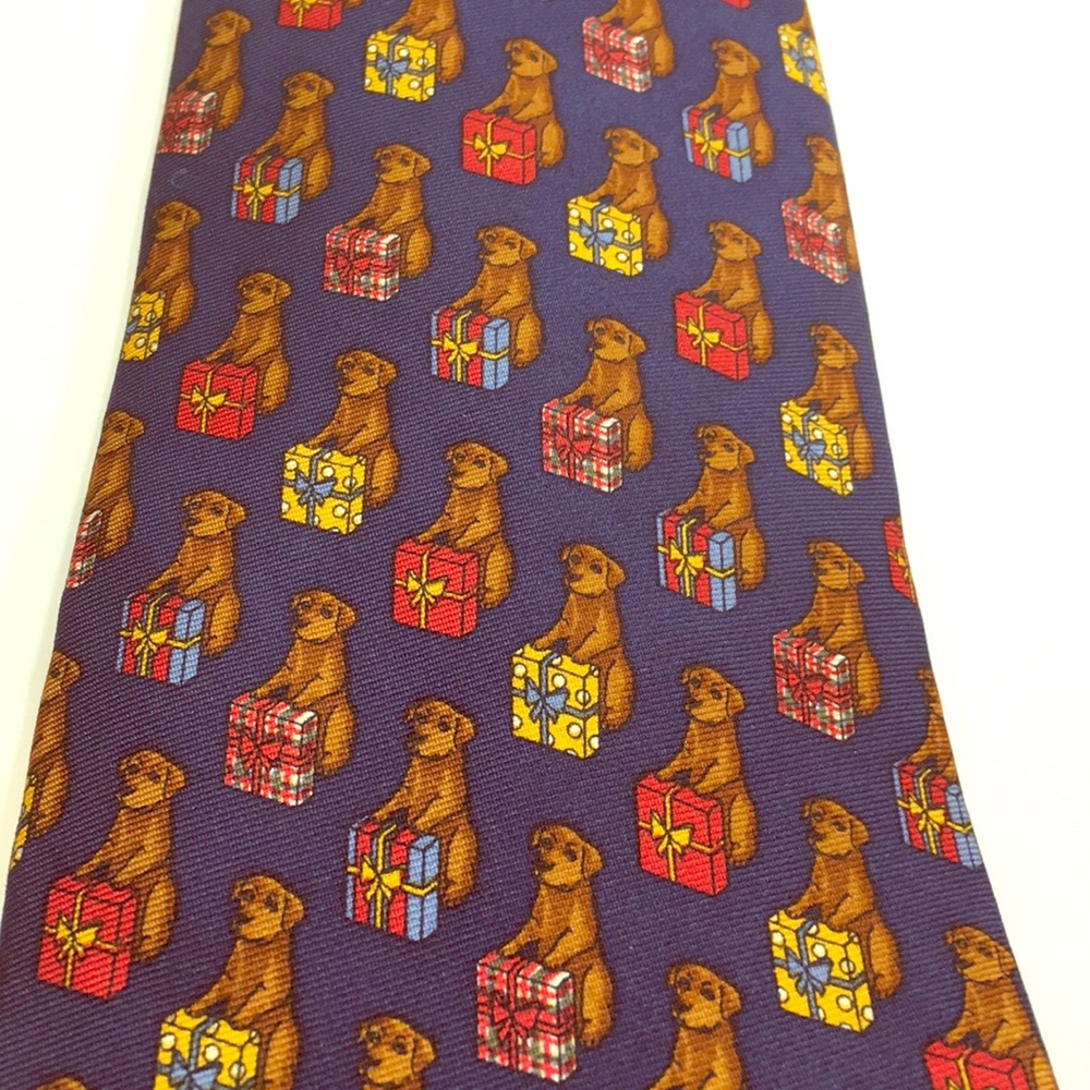 Men’s necktie navy w dogs and gifts Brooks Brother